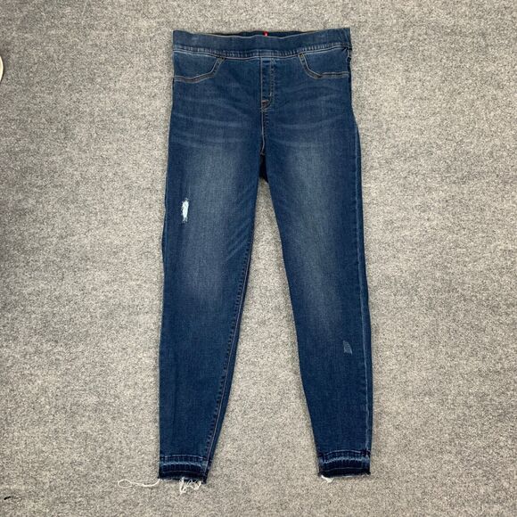 Spanx by Sara Blakely Jeggings Womens L Large Blue Denim Distressed Shape & Lift - Picture 2 of 15